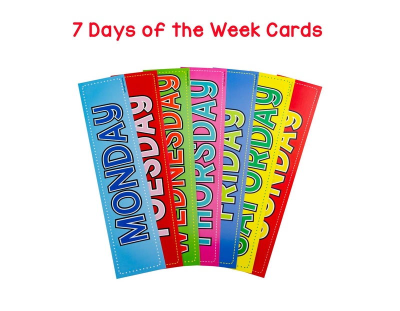 Hygloss 14-Pcs Daily Wall Calendar Cards, 7 Days of the Week and 7 Weather Cards, Classroom Calendar Decorations, 2.5"x11" - Image 3